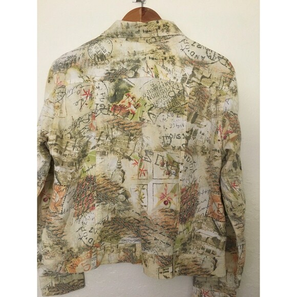 Chico's Women's  Linen Cotton Blend Zip Front Jean Like Jacket Sz 1-S-M - Picture 4 of 5